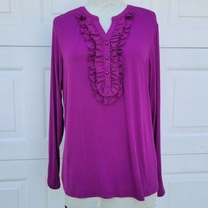 Christopher and Banks Womens Long Sleeves T Shirt Purple Size XL